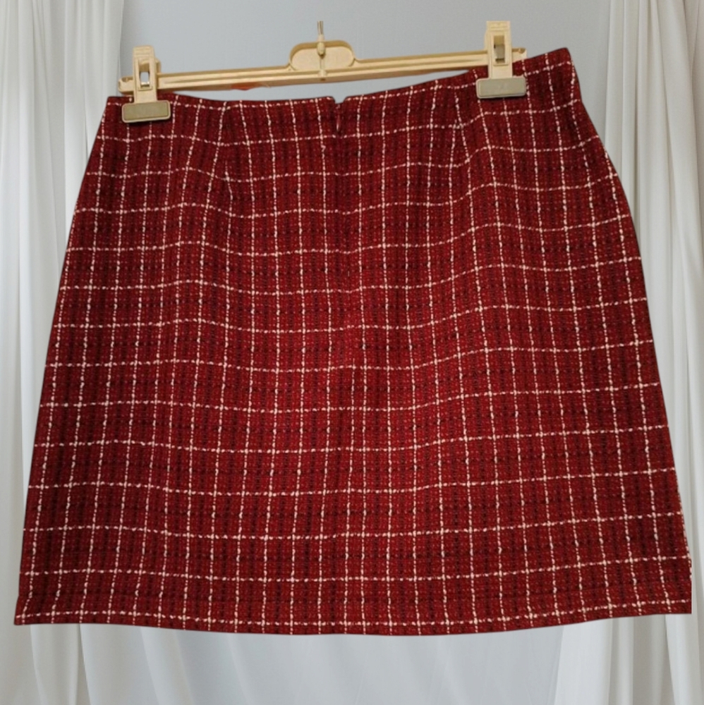 🟣10✨ Joe Fresh Mini Checkered Red Skirt  with pockets